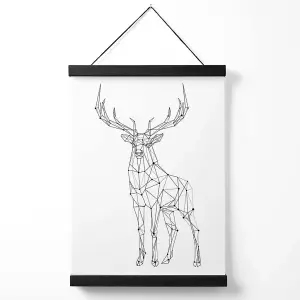 Line Art Stag Geometric Animal Medium Poster with Black Hanger