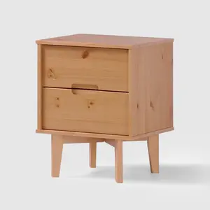 Ulti 2 Drawer Bedside Table Natural Pine