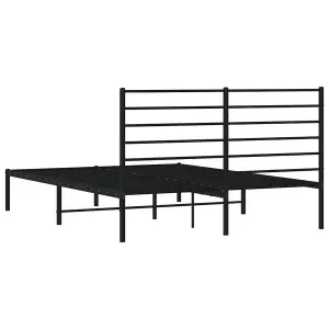 Berkfield Metal Bed Frame with Headboard Black 150x200 cm 5FT King Size