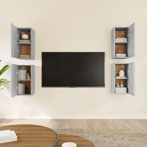 Berkfield TV Cabinets 4 pcs Grey Sonoma 30.5x30x60 cm Engineered Wood