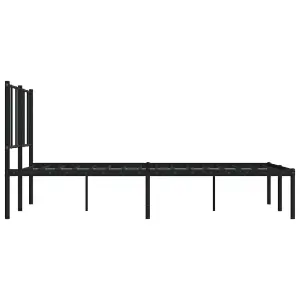 Berkfield Metal Bed Frame with Headboard Black 160x200 cm