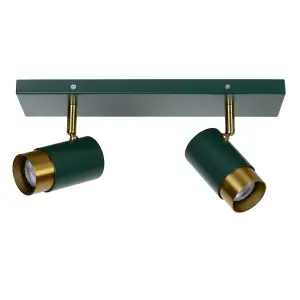 Lucide Floris Modern Twin Ceiling Spotlight - 2xGU10 - Green