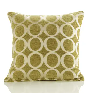 Oh 45cm x 45cm Luxury Geometric Chenille Cushion Lime