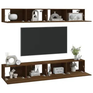 Berkfield Wall TV Cabinets 4 pcs Brown Oak 100x30x30 cm