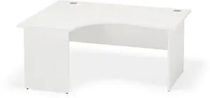 White Curved Executive Panel Leg Office Desk | Left Hand 1800mm Wide Curved Desk White