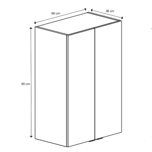 GoodHome Imandra Deep Gloss Grey Double Bathroom Wall cabinet (H)90cm (W)60cm