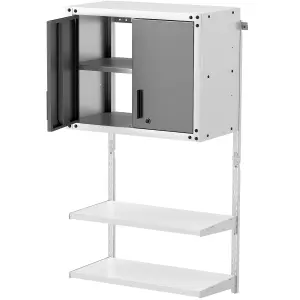 COSTWAY Metal Wall Cabinet with Lock Garage Storage Cabinet with 3 Adjustable Shelves