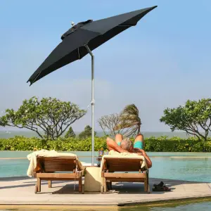 2M Garden Crank & Tilt Black Parasol