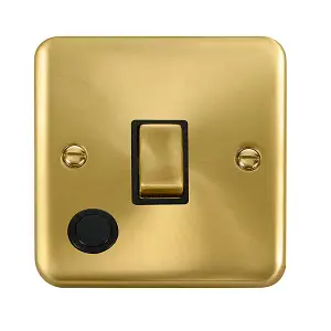 Curved Satin / Brushed Brass 1 Gang 20A Ingot DP Switch With Flex - Black Trim - SE Home