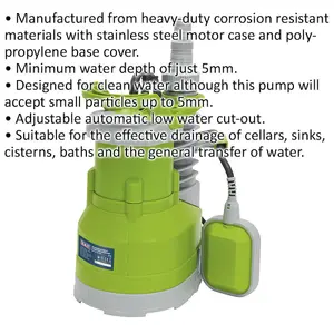 Automatic Submersible Clean Water Pump - 183L/Min - 550W Motor - 230V Supply