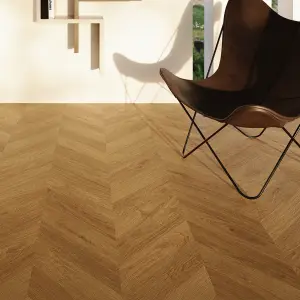 GoodHome Leyton Honey Herringbone oak effect Laminate flooring Sample