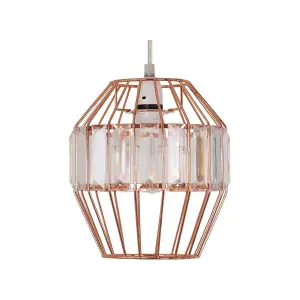 First Choice Lighting Set of 2 Beaded Copper Cage Pendant Shade with Clear Prism Detail