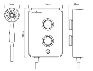 Gainsborough Slim Mono white electric shower 9.5kw