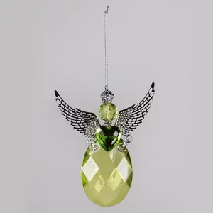 Long Acrylic Glass Angel Hanging Figurine Ornament Green/Silver