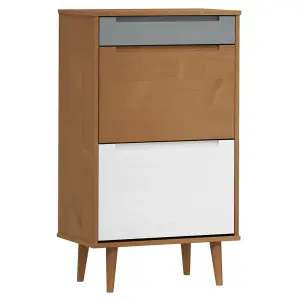 Shoe Cabinet MOLDE Brown 59,5x35x103 cm Solid Wood Pine