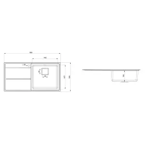 Rangemaster Arlington Brushed Stainless steel 1 Bowl Sink & drainer LH 508mm x 985mm