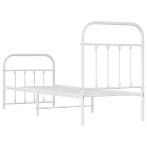 Berkfield Metal Bed Frame with Headboard and Footboard White 75x190 cm