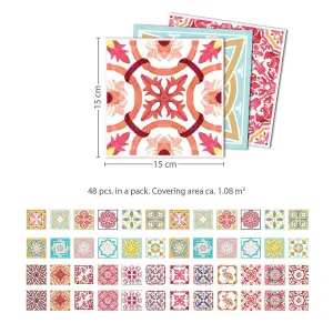 Walplus Moroccan Red & Malia Colorful Combo Mix Tile Stickers