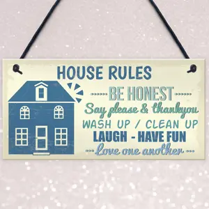 Red Ocean House Rules Cute First Home New House Gifts Home Decor Plaque Kitchen Sign