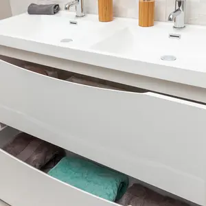 Eden 1200mm Floorstanding Vanity Unit in Gloss White & Resin Basin