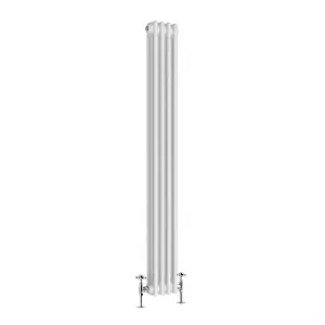 Right Radiators 1800x202 mm Vertical Traditional 3 Column Cast Iron Style Radiator White