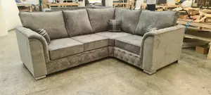 Malibu 4 Seater Corner - Grey Chenille Fullback