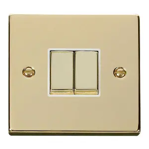 Polished Brass 10A 2 Gang 2 Way Ingot Light Switch - White Trim - SE Home