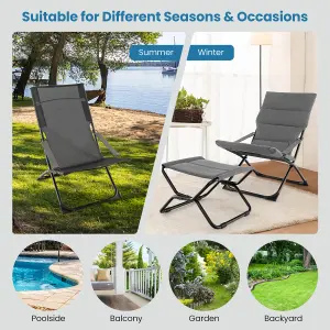 Costway Patio Folding Sling Chair Outdoor Portable Lounge Chair with Footrest