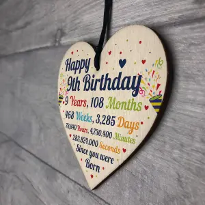 Red Ocean 9th Birthday Gift For Boys Wooden Heart 9th Birthday Gift For Girls 9th Birthday Decorations