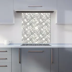 Monochrome Distressted Pattern Premium Glass Kitchen Splashback W600mm x H750mm