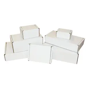 50 x White 7x5.5x2" Strong Single Wall Die Cut Packing Shipping Boxes