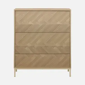 sweeek. 4-drawer herringbone chest Budapest Natural 80x40x95 cm