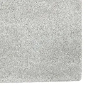 Silver Shaggy ,Modern Plain Rug for Dining Room-80cm X 150cm