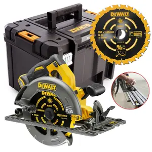 Dewalt DCS576N 54v XR Flexvolt Circular Saw 190mm Plunge Rail Base Tstak + Blade