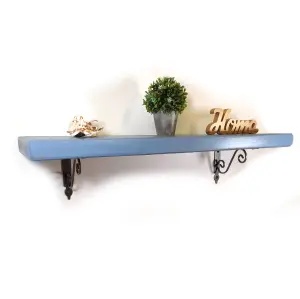 Wooden Shelf with Bracket WOZ 140x110mm Silver 145mm Nordic Blue Length of 240cm