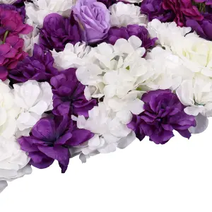 Artificial Flower Wall Backdrop Panel, 60cm x 40cm, Lavender & White