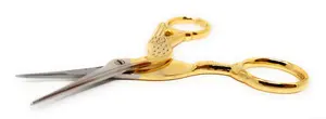 Scissors: Embroidery: Gold-Plated: Stork Style: 9cm or 3.5in