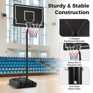 Costway Portable Kids Youth Basketball Hoop System Indoor Outdoor Basketball Goal w/ Fillable Base