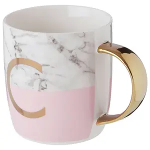 Maison by Premier Mimo Pastel Pink C Letter Monogram Mug