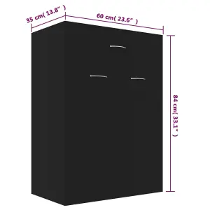 Berkfield Shoe Cabinet Black 60x35x84 cm Engineered Wood