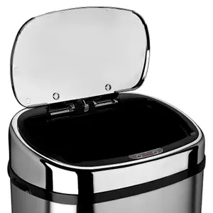 Dihl 68L Sensor Bin Chrome with Chrome Lid Kitchen Waste Dustbin Chrome Automatic