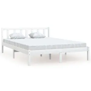 Berkfield Bed Frame White Solid Wood Pine 120x190 cm Small Double