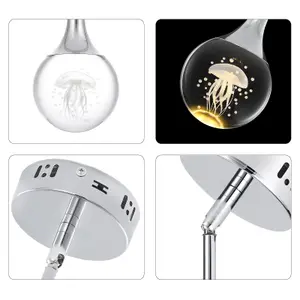 Garwarm Chrome Crystal Jellyfish LED Pendant Light with Metal Rod