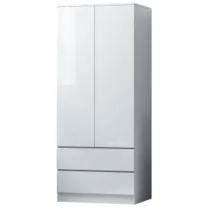 Stora 2 Door 2 Drawer Combination Wardrobe High Gloss White