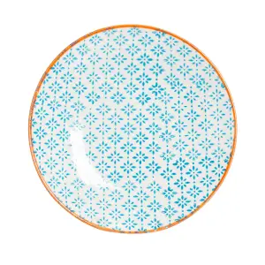 Nicola Spring - Hand-Printed Side Plates - 18cm - Blue - Pack of 6