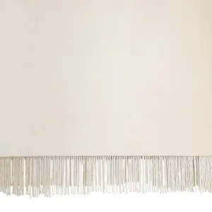 First Choice Lighting Fringed Off White 38cm Fringed Velvet Pendant Shade