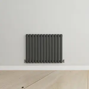 Horizontal Anthracite Single Oval Panel Radiator (H)600mm x (W)767mm, 2698 BTU.