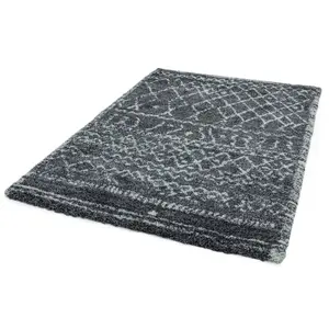 Grey Cream Geometric Luxurious Modern Shaggy Easy to clean Rug for Dining Room-160cm X 230cm