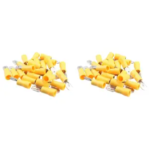 Male Yellow Electrical Cable Wire Spade Terminals Crimps Connectors 50pc