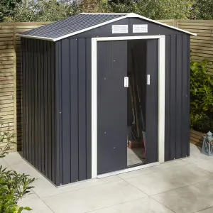 Rowlinson Trentvale 6x4 ft Apex Dark grey Metal 2 door Shed